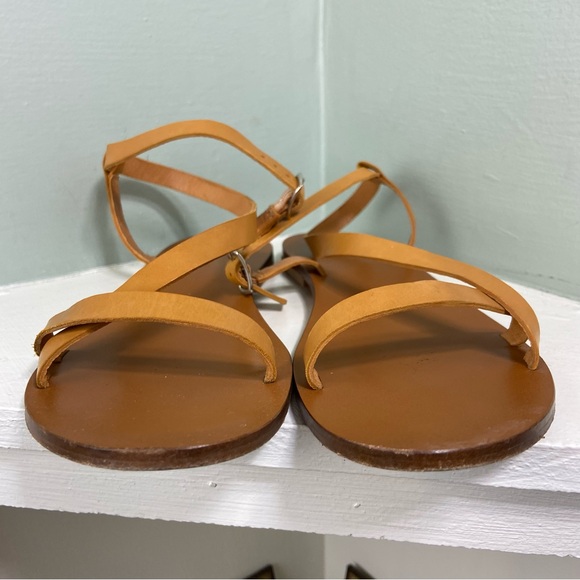 Anine Bing Rococo Flats Yellow Tan Leather Sandals Strappy Size 37 or 7 US - Picture 7 of 13